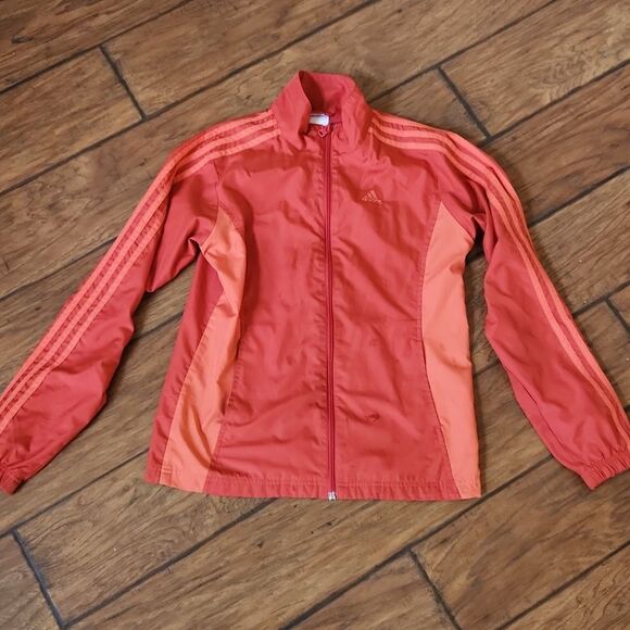 5/$15 Adidas women's small orange peach windbreaker/ rain jacket - Picture 1 of 8